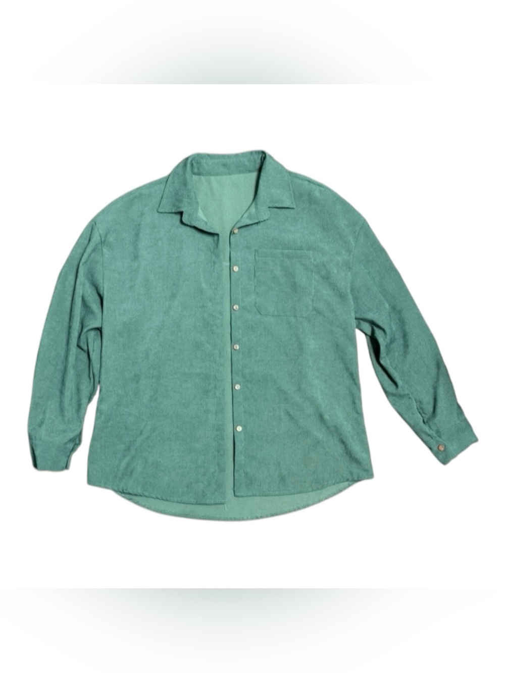 Classic Green Medium Knit light corduroy Top button down shirt - Picture 1 of 4